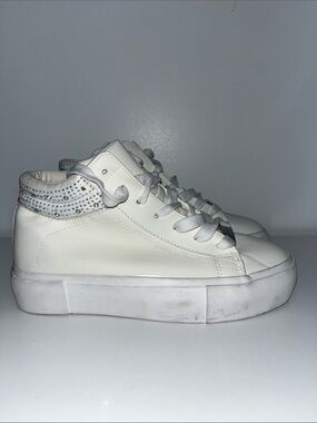 BCBGirls Big Girl Sz 3 White High-Top Sneakers w/ Rhinestones, Call Outs